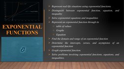 EXPONENTIAL 
FUNCTIONS
Represent real-life situations using exponential functions.
Distinguish between exponential function