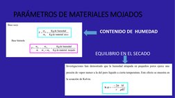 PARÁMETROS DE MATERIALES MOJADOS
EQUILIBRIO EN EL SECADO
CONTENIDO DE  HUMEDAD
