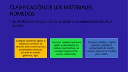 CLASIFICACIÓN DE LOS MATERIALES 
HÚMEDOS
• Se clasifican en tres grupos de acuerdo a su comportamiento en el 
secado:
Cuerpos