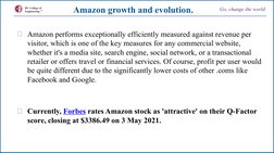 RV College of
Engineering 
Go, change the world
Amazon growth and evolution.
⮚Amazon performs exceptionally efficiently measu