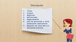 Descripción
1.
Título
2.
Alcance
3.
Objetivos
4.
Definiciones
5.
Requerimientos 
6.
Guía de aplicación y otras 
anotaciones e