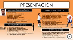 PRESENTACIÓN 
        FORMACIÓN ACADÉMICA 
        TRAYECTORIA JUGADOR 
        CARRERA ENTRENADOR 
LICENCIADO CAFD 
ENTRENAD