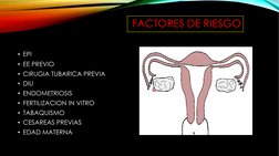 FACTORES DE RIESGO
• EPI
• EE PREVIO
• CIRUGIA TUBARICA PREVIA
• DIU
• ENDOMETRIOSIS
• FERTILIZACION IN VITRO
• TABAQUISMO
•