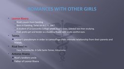 
Leonor Rivera
Rizal’s cousin from Camiling
Born in Camiling, Tarlac on Aril 11, 1867.
A Student of La Concordia College