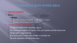 Segunda Katigbak
Miss L
Reason:
The sweet memory of Segunda was still fresh in his heart.
His father did not like the fa