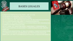 BASES LEGALES
-   CONSTITUCIÓNPOLÍTICA DELPERÚ –ART. 01 Y 02 
-
LEYNº28044,LEYGENERAL DEEDUCACIÓN. 
-
LEYNº29944,LEY DEREFORM