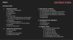 ESTRUCTURA
ÍNDICE    
INTRODUCCIÓN
1.
GENERALIDADES 
          1.1 Ubicación y localización
          1.2 Topografía