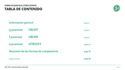 FORMAS DE JUGAR EN EL FÚTBOL INFANTIL
TABLA DE CONTENIDO
Información general
página 3
g juventud
U6/U7
página 4
f juventud
U8