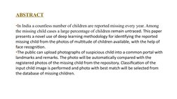 Deep Learning for Missing Child ID | PDF | Deep Learning | Machine Learning
