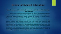 Review of Related Literature
Patent Literature on Mosquito Repellent Inventions which Contain Plant Essential 
Oils – A Revie