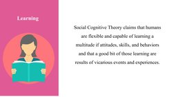 Learning
Social Cognitive Theory claims that humans 
are flexible and capable of learning a 
multitude if attitudes, skills,