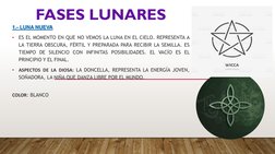 FASES LUNARES
1.- LUNA NUEVA
•
ES EL MOMENTO EN QUE NO VEMOS LA LUNA EN EL CIELO. REPRESENTA A
LA TIERRA OBSCURA, FÉRTIL Y PR