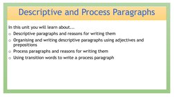 Descriptive Process. Examples Descriptive and Process Paragraphs Guide | PDF | Paragraph | Cognitive ...