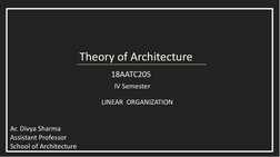 Theory of Architecture 
IV Semester
Ar. Divya Sharma
Assistant Professor
School of Architecture
18AATC205
LINEAR  ORGANIZATIO