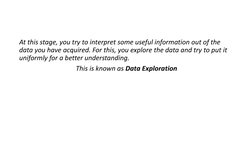 At this stage, you try to interpret some useful information out of the 
data you have acquired. For this, you explore the dat