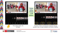 Para colocar título. Clic 
en texto.
Al activar “texto” encontramos 4 opciones que te 
ayudará a dar un mejor acabado a los t