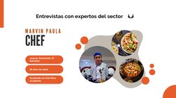 CHEF
M A R V I N  P A U L A
Entrevistas con expertos del sector

Juayua, Sonsonate, El
Salvador.
26 años de edad.
Graduado de