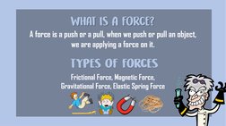 A force is a push or a pull, when we push or pull an object, 
we are applying a force on it. Types of forces Types of forces