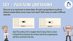 Bryan set up an experiment as shown below. He used a spring balance to pull two 
identical wooden blocks across ramp A and ra