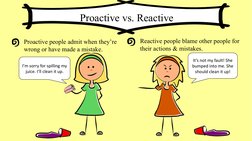 Proactive vs. Reactive
Proactive people admit when they’re 
wrong or have made a mistake.
Reactive people blame other people