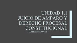 UNIDAD 1.1
JUICIO DE AMPARO Y 
DERECHO PROCESAL 
CONSTITUCIONAL
MARTHA MALANCHE
