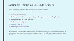 Naturaleza jurídica del Juicio de Amparo
No se cuenta con consenso, por lo cual los autores han referido:
■
Cuoto: juicio pol