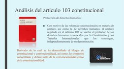 Análisis del artículo 103 constitucional
Protección de derechos humanos:
■
Con motivo de las reformas constitucionales en mat
