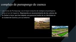complejo de pumapungo de cuenca
• Las ruinas de Pumapungo, es el mayor conjunto de vestigios arqueológicos 
incas al sur de I