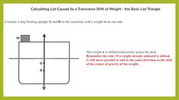 Calculating List Caused by a Transverse Shift of Weight - the Basic List Triangle
Consider a ship floating upright, G and B o