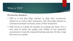 Designing TOS for Classroom Assessments | PDF | Educational Assessment ...
