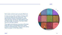 Port state control soon proved effective: 
In due course, the number of ships with 
numerous deficiencies declined. The 
perm