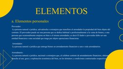 ELEMENTOS
a. Elementos personales
Proveedor:
·La persona natural o jurídica, salvadoreña o extranjera que transfiere al arren