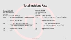 Tir Examples Calculating TRIR, LTIR, and LTISR | PDF