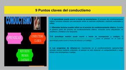 9 Puntos claves del conductismo
1. El aprendizaje puede ocurrir a través de asociaciones. El proceso del condicionamiento 
cl