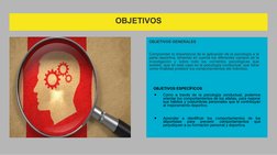 OBJETIVOS
OBJETIVOS GENERALES
Comprender la importancia de la aplicación de la psicología a la 
parte deportiva, teniendo en