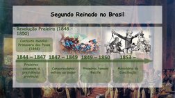 Segundo Reinado no Brasil
• Revolução Praieira (1848 –
1850)
Praieiros 
assumem a 
presidência 
provincial
Conservadores 
vol