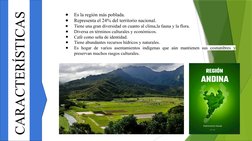 CARACTERÍSTICAS
●
Es la región más poblada.
●
Representa el 24% del territorio nacional.
●
Tiene una gran diversidad en cuan