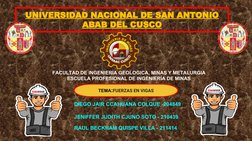 UNIVERSIDAD NACIONAL DE SAN ANTONIO 
ABAB DEL CUSCO 
FACULTAD DE INGENIERIA GEOLOGICA, MINAS Y METALURGIA
ESCUELA PROFESIONAL