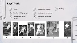 Sitting
1
Legs’ Work
Standing with legs bent
5
Standing with one leg bent
2
Standing with legs upright
4
3
Standing with one