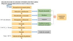 DIAGRAMAS DE FLUJOS DE CONSERVA DE PESCADOS:
Diagrama para la elaboración de conserva líneas crudo.
Recepción de la materia p