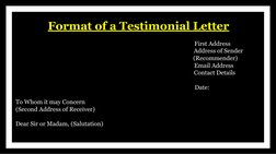 Format of a Testimonial Letter