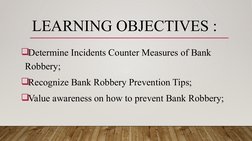 Bank Robbery Tips Bank Robbery Prevention Strategies | PDF | Robbery | Bank Robbery