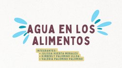 agua en los
alimentos
JULISSA HUERTA MORALES
KIMBERLY PALOMINO ULLOA
VALERIA PALOMINO PALOMINO
INTEGRANTES:
