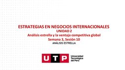 ESTRATEGIAS EN NEGOCIOS INTERNACIONALES
UNIDAD 2
Análisis estrella y la ventaja competitiva global
Semana 3, Sesión 10
ANÁLIS