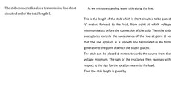 The stub connected is also a transmission line short 
circuited end of the total length L.
This is the length of the stub whi