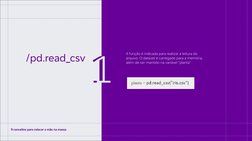 /pd.read_csv 11
A função é indicada para realizar a leitura do 
arquivo. O dataset é carregado para a memória, 
além de ser m