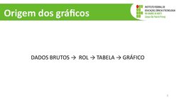 Origem dos gráficos
DADOS BRUTOS →  ROL → TABELA → GRÁFICO
2
