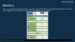 Ejercicio 1:
Crear con ayuda de la transacción MM01 artículo de material de ROH con la siguiente información (no escriba
en l