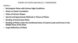 Timoshenko's Theory of Plates and Shells | PDF | Bending | Stress
