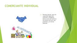 COMERCIANTE INDIVIDUAL
►
Persona natural, que con 
capacidad legal para 
contratar y obligarse, 
ejerce actos de comercio 
co